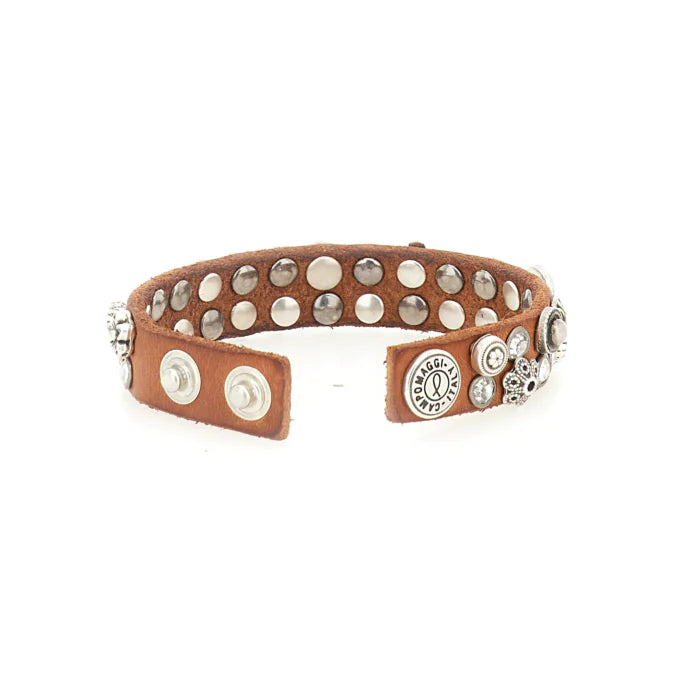 C C024010-x2743 Crystal & ornate stud leather bracelet