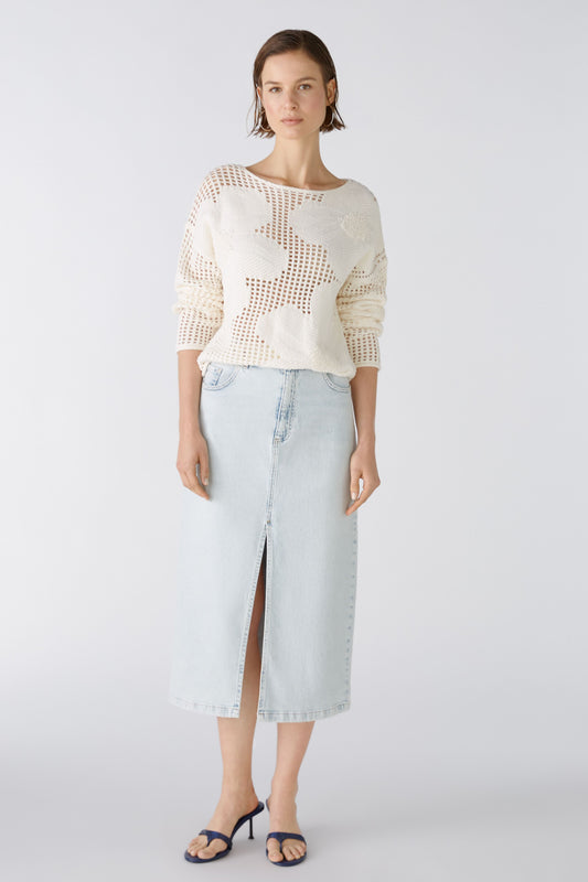 O 86729 Denim blue split front skirt maxi