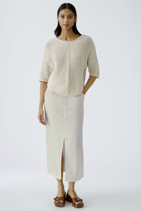 O 92882 Linen split straight skirt