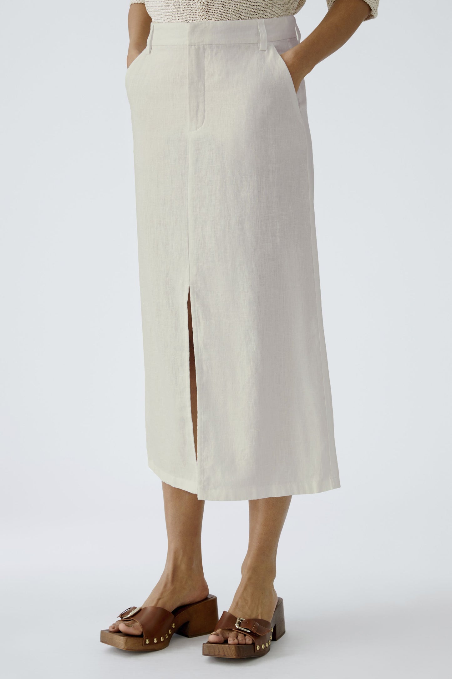 O 92882 Linen split straight skirt