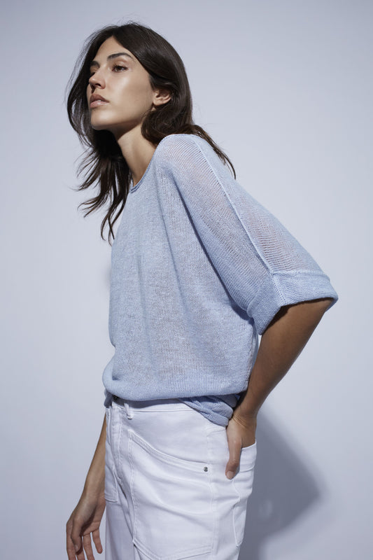 O 93309 Mesh knit 1/2 sleeve top