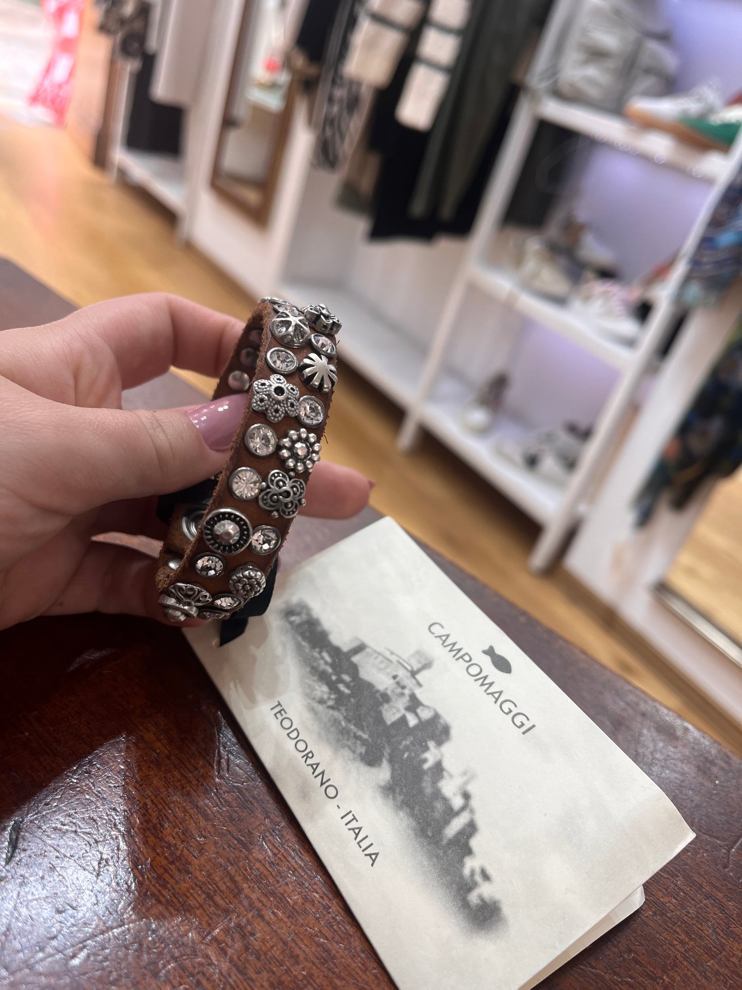 C C024010-x2743 Crystal & ornate stud leather bracelet