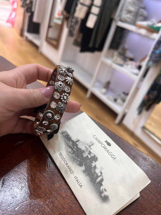 C C024010-x2743 Crystal & ornate stud leather bracelet