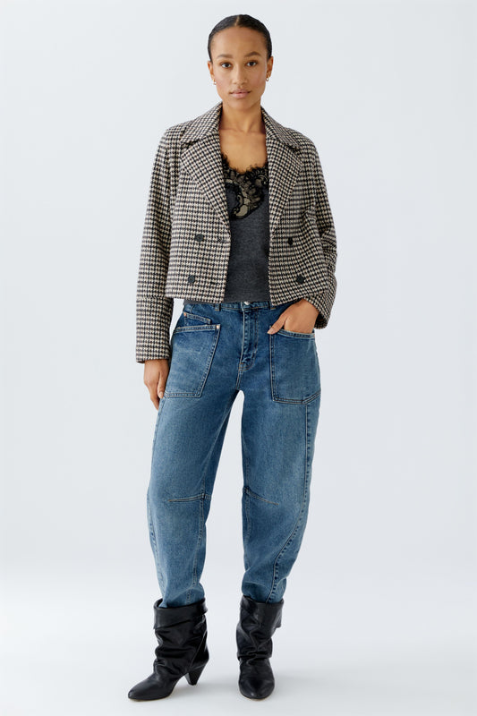 O 94479 Check double breasted swing jacket