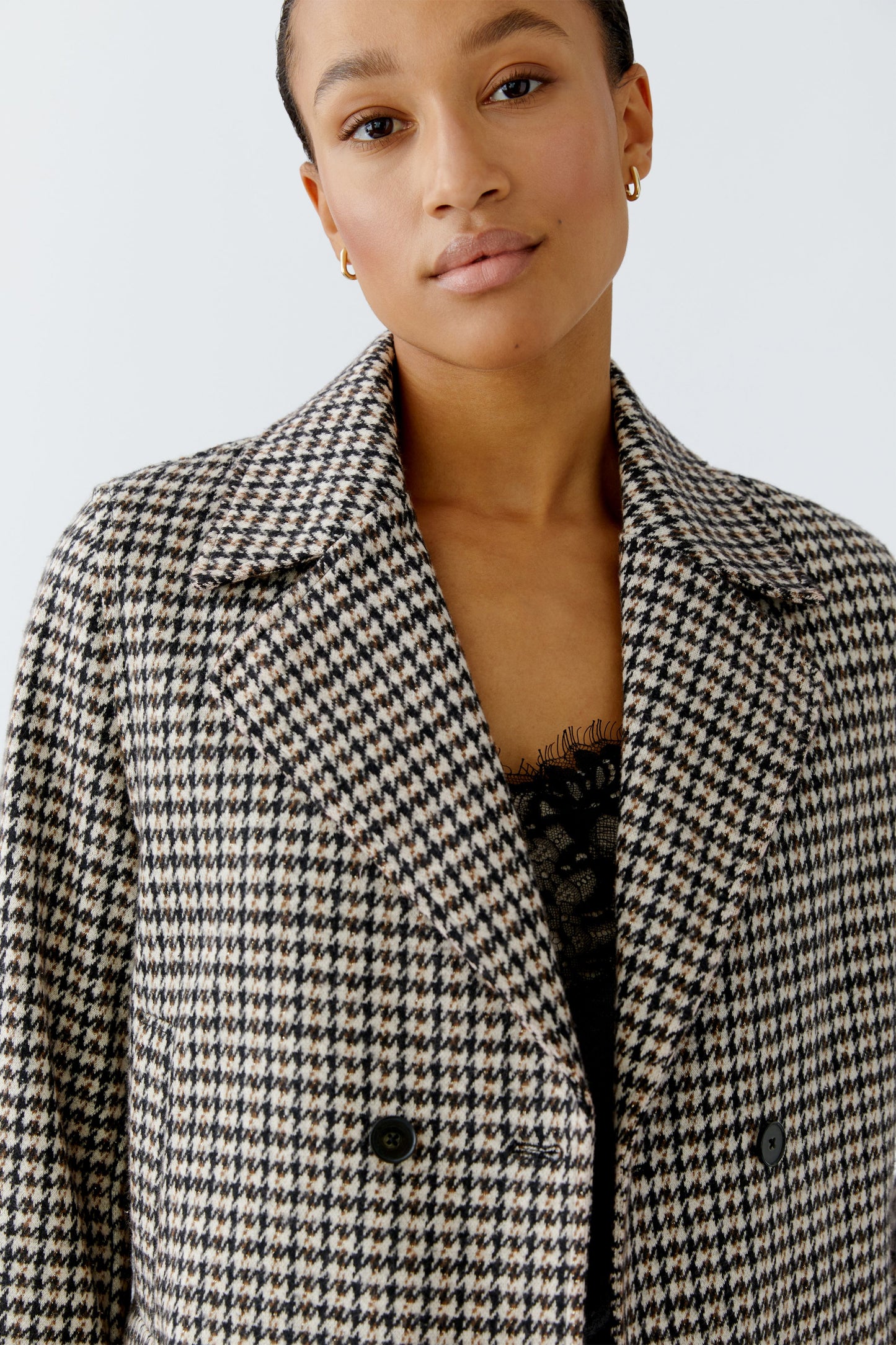 O 94479 Check double breasted swing jacket