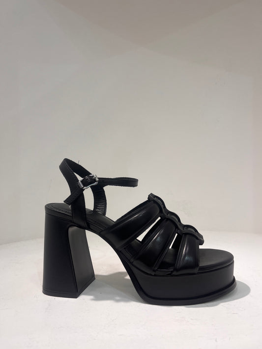 A Mina01 block high heel platform lea sandal