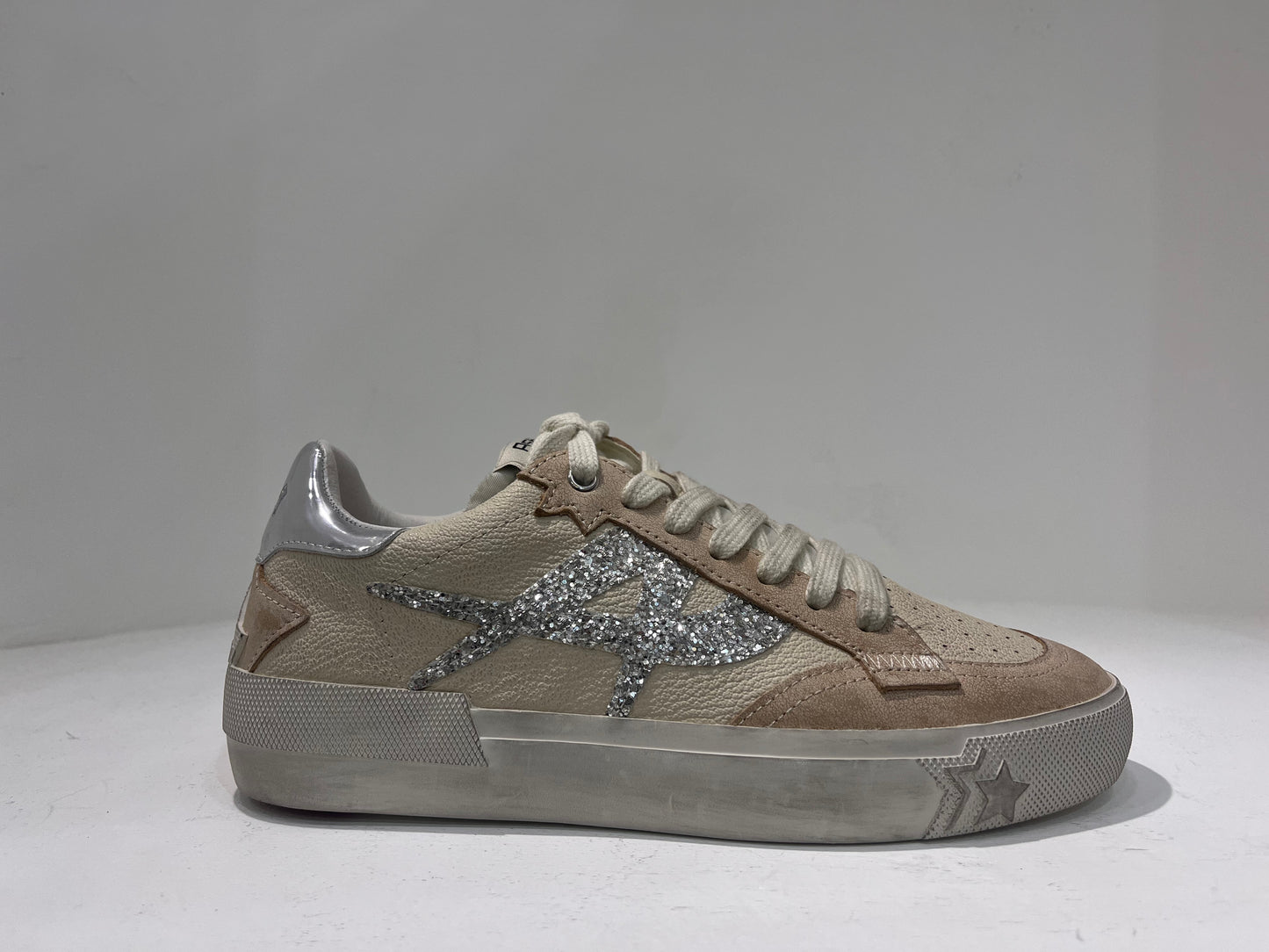 A Moonlight01 leather silver glitter sneaker