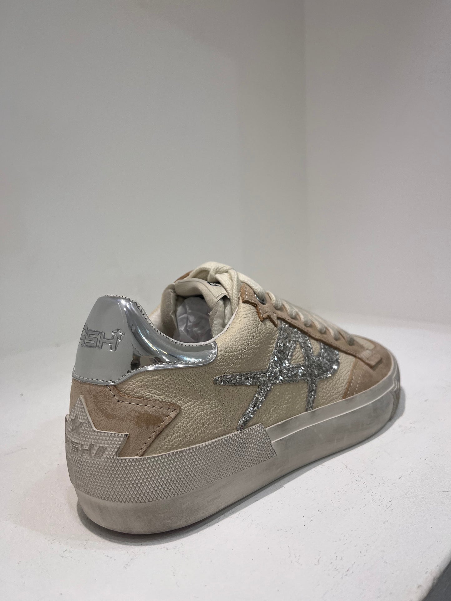 A Moonlight01 leather silver glitter sneaker