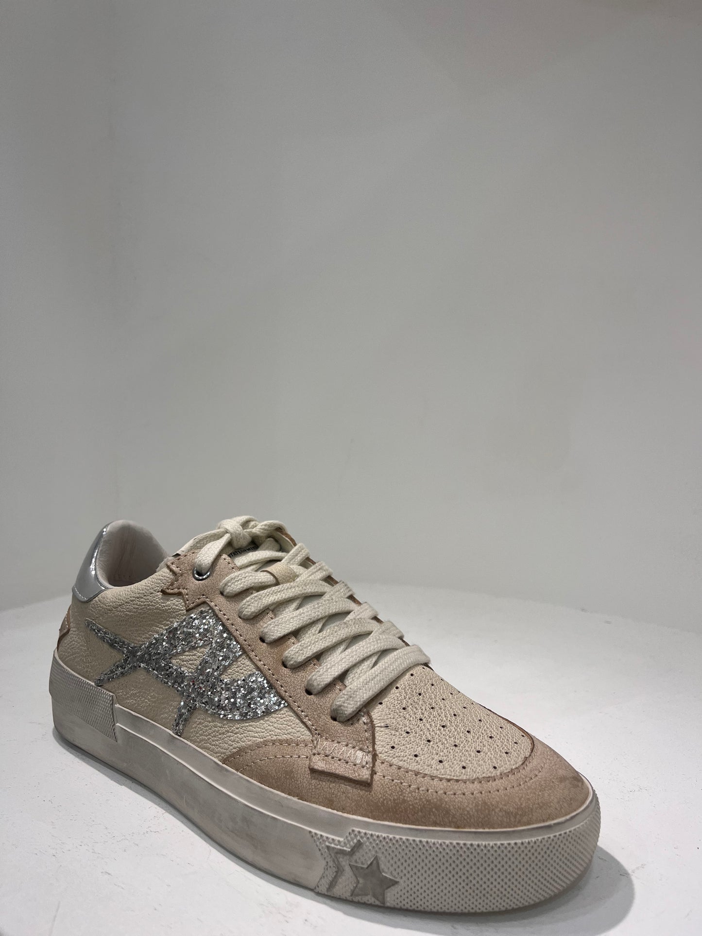 A Moonlight01 leather silver glitter sneaker