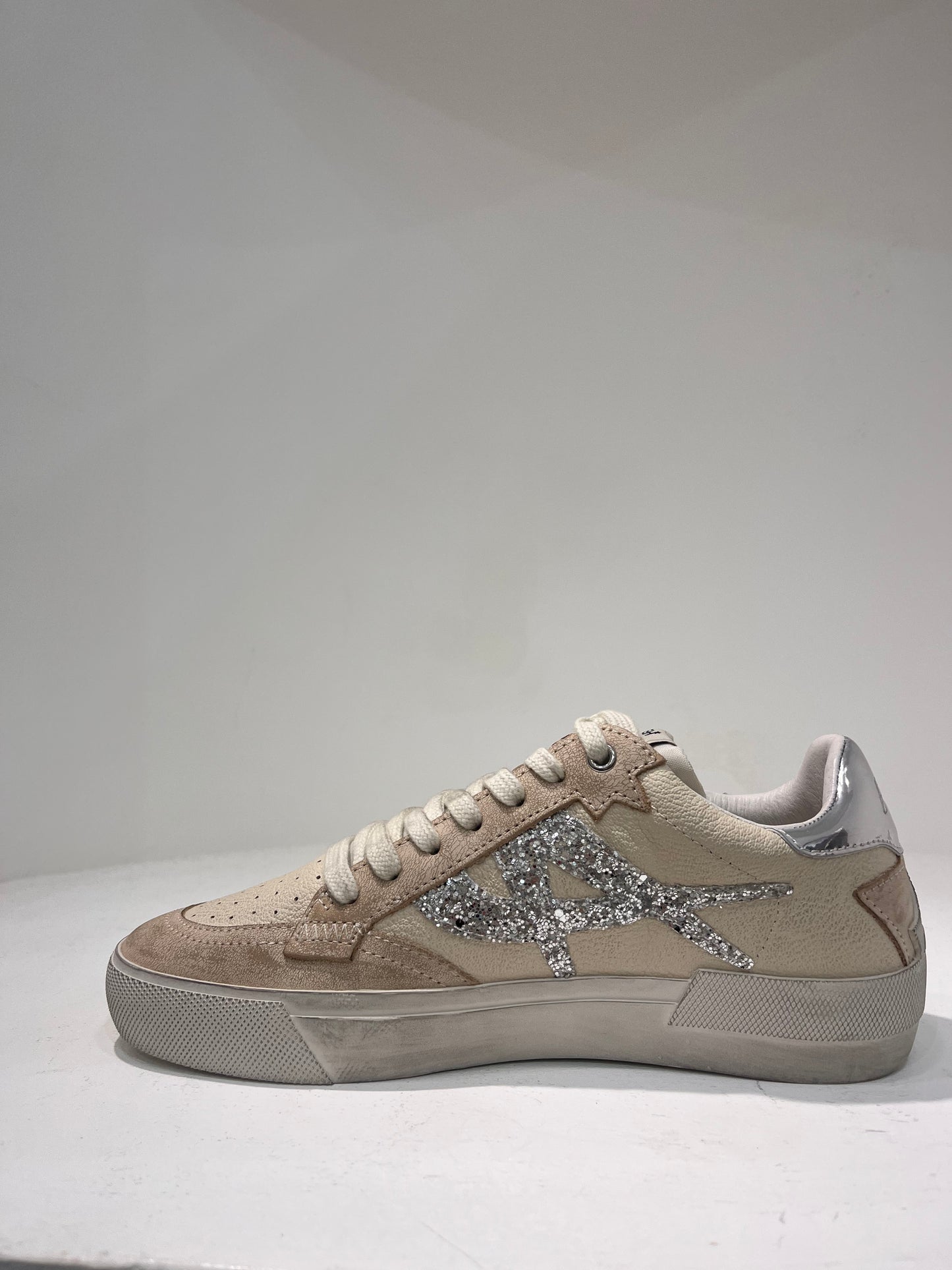 A Moonlight01 leather silver glitter sneaker