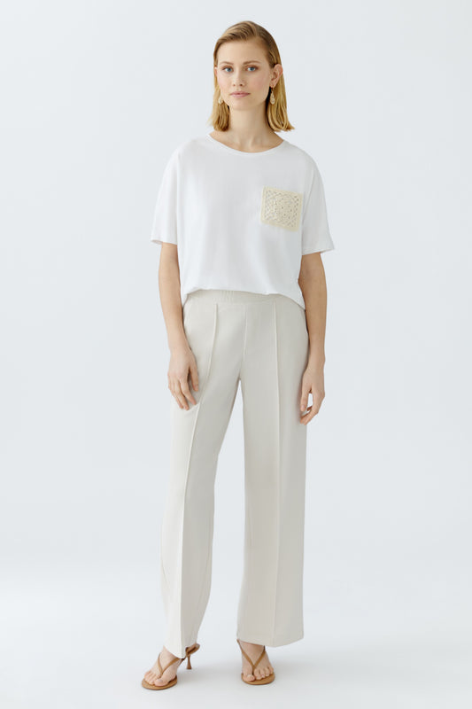 O 91737 Textured  crepe trousers