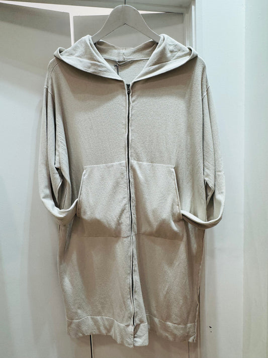 Tr 11467 Long hooded pouch pocket cardigan