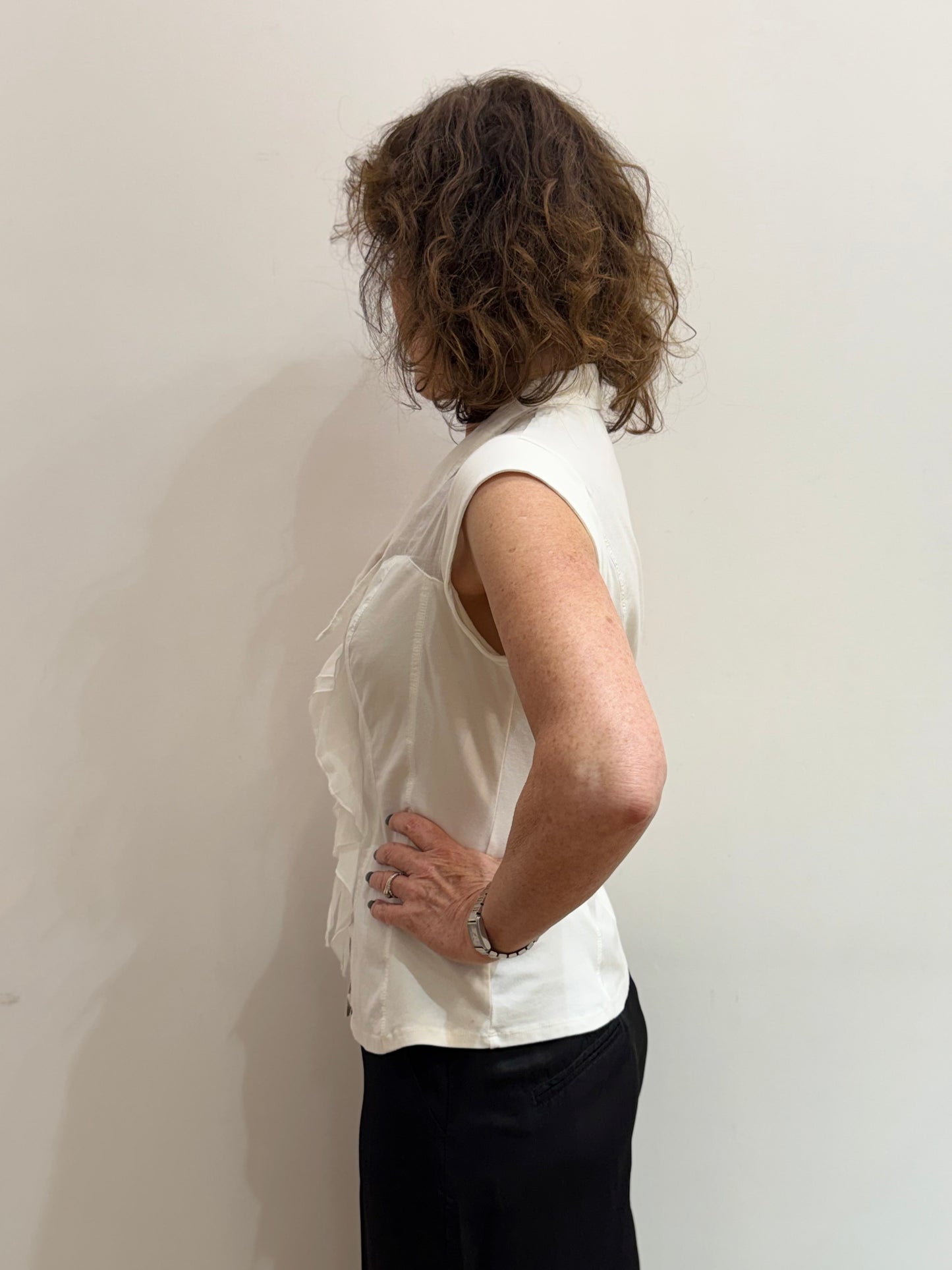 Ec 661U6700 S/S Frill front basque blouse