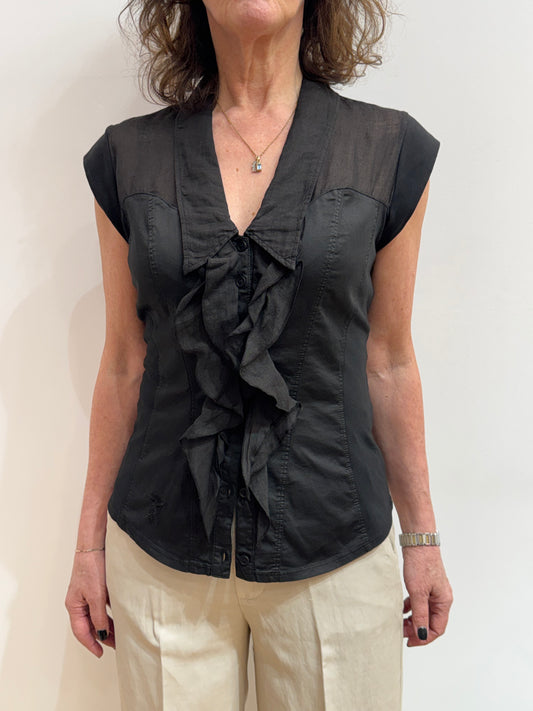 Ec 661U6700 S/S Frill front basque blouse