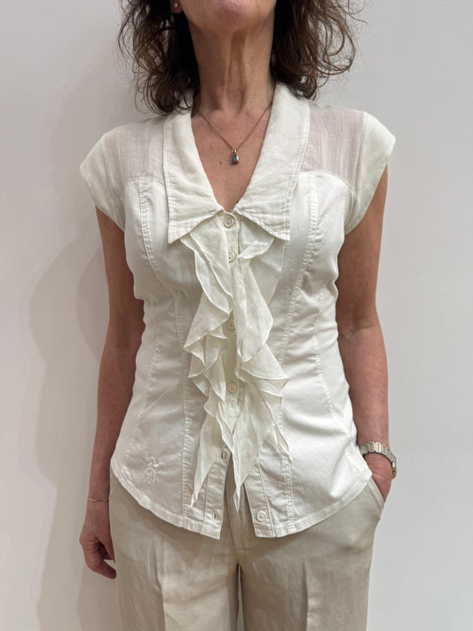 Ec 661U6700 S/S Frill front basque blouse