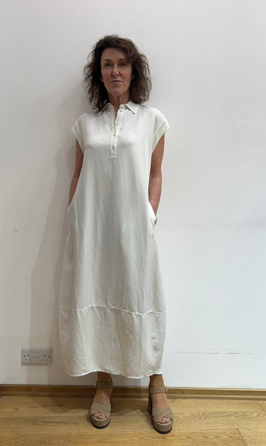 EC 12VO7083 Collared cap sleeve balloon maxi dress