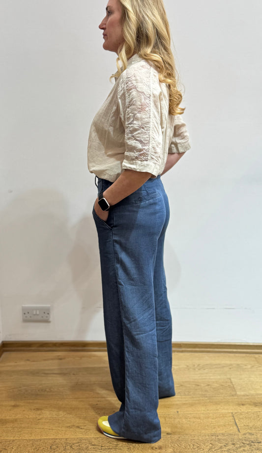 EC 055U4202 Chambray wide leg trousers