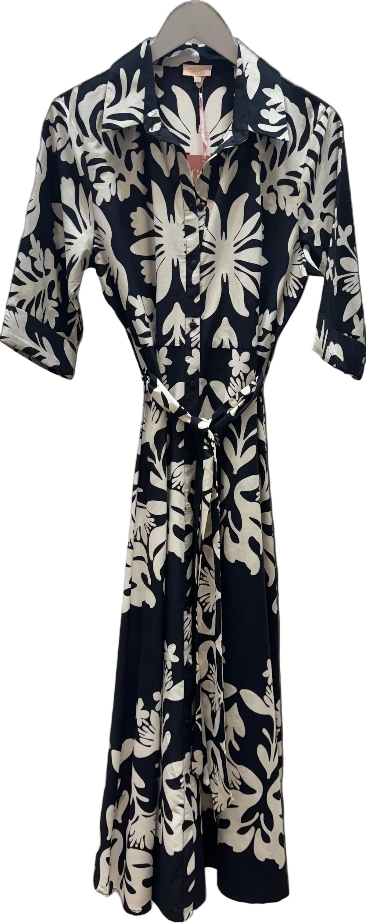 Go P050 Biba 3/4 sleeve button through dress