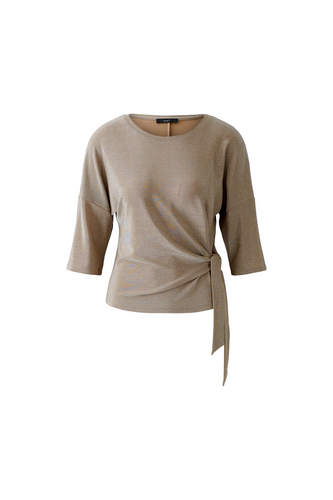 O 93869 caramel 3/4 sleeve tie-side top