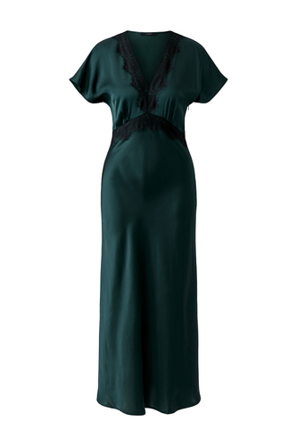 O Satin lace trim maxi dress