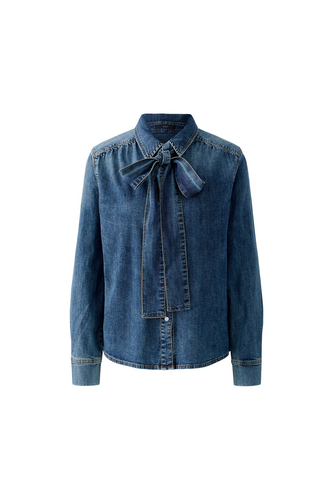 O 96069 Denim pussybow blouse
