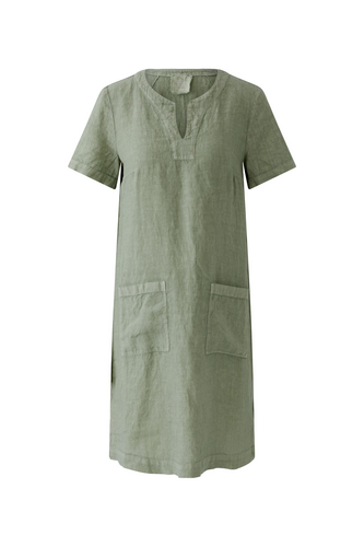 O 97170 Linen shaped notch neck dress