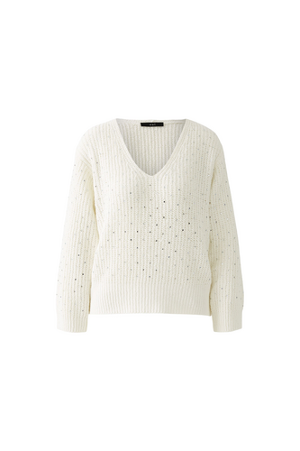 O 91947 Mirror trim V-neck jumper