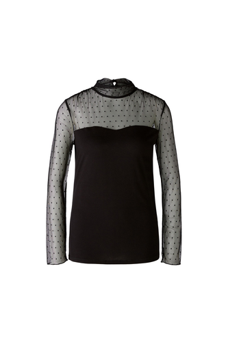 O 89010 Fine mesh & jersey turtle neck top