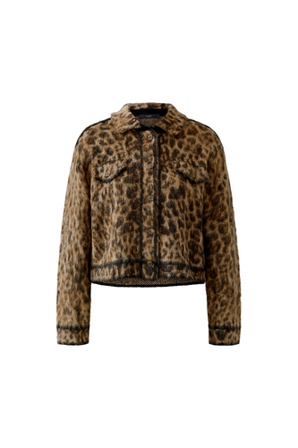 O 100043 Leopard print brushed jacket cardi
