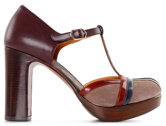 CM Yarmin  Patent toe detail T-bar high heel shoe