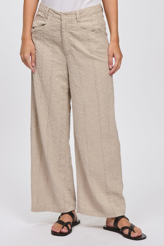 Tr B111 Broken stripe crinkle trousers
