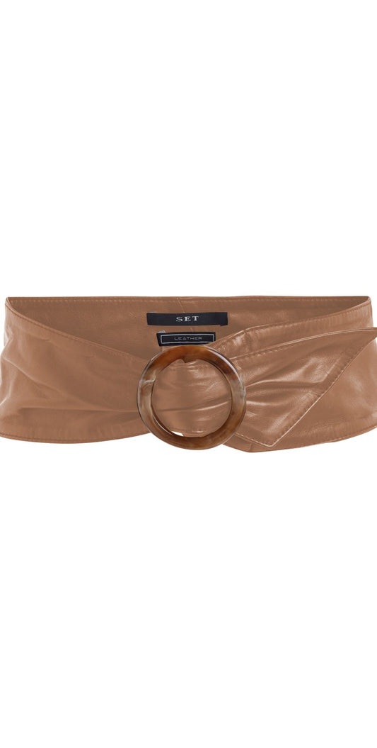 S 72698 Soft leather circle buckle belt