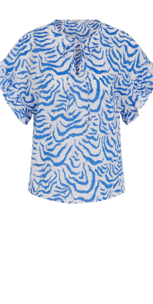 O 76473 Printed frill sleeve blouse