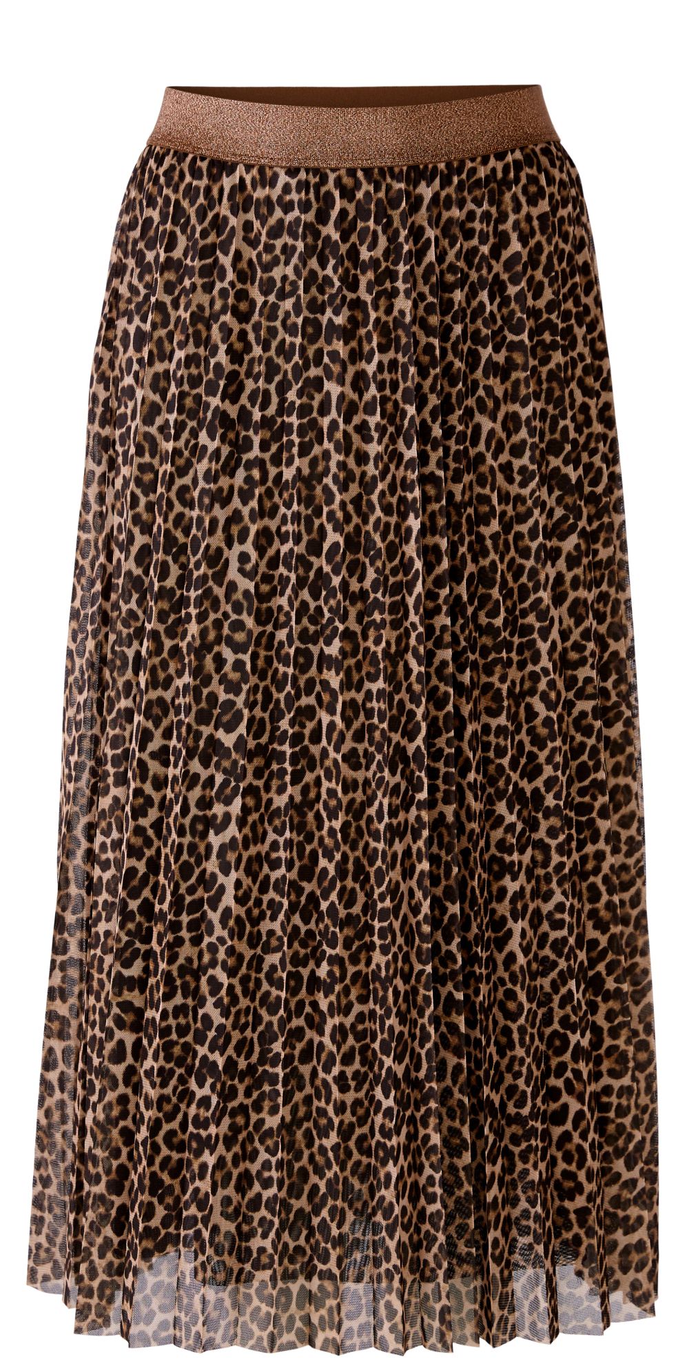 O 80155 Leopard print mesh pleat skirt